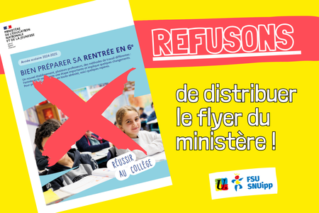La fsu snuipp toujours opposee au choc des savoirs et au tri des eleves des lecole primaire appelle les directeurs et directrices decole a ne pas distribuer aux parents le flyer du ministere 3